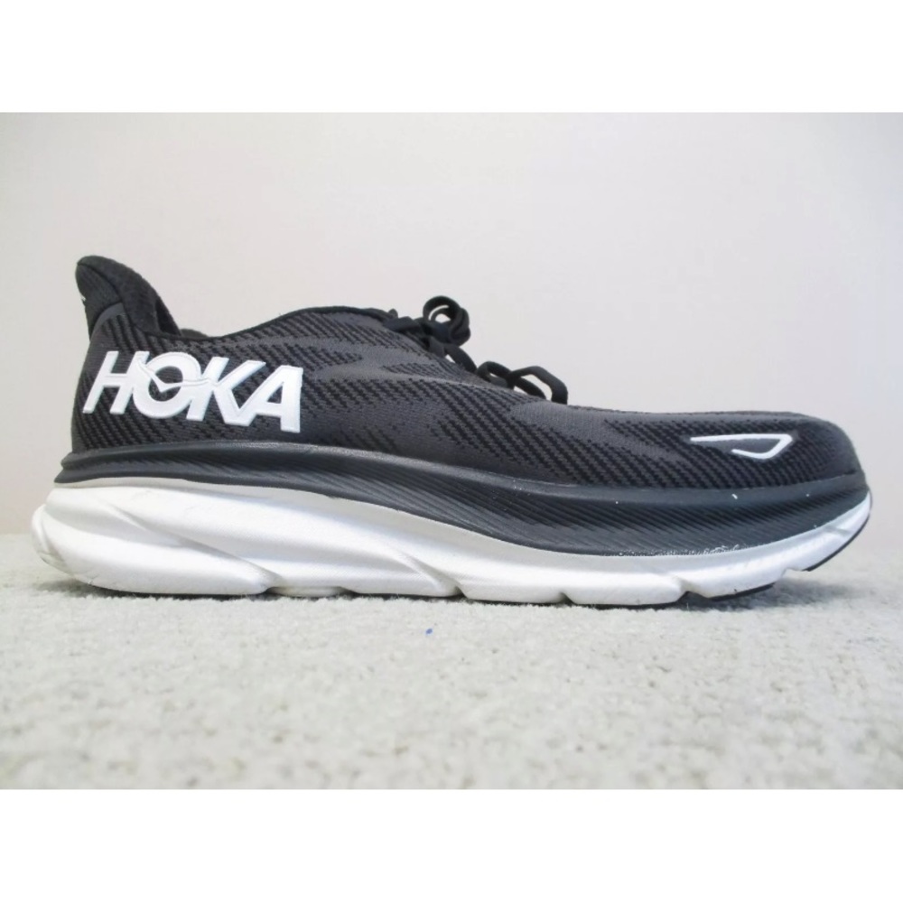 Hoka Clifton 9 Mens 10.5 Shoes Road Running Stability Distance Endurance Black